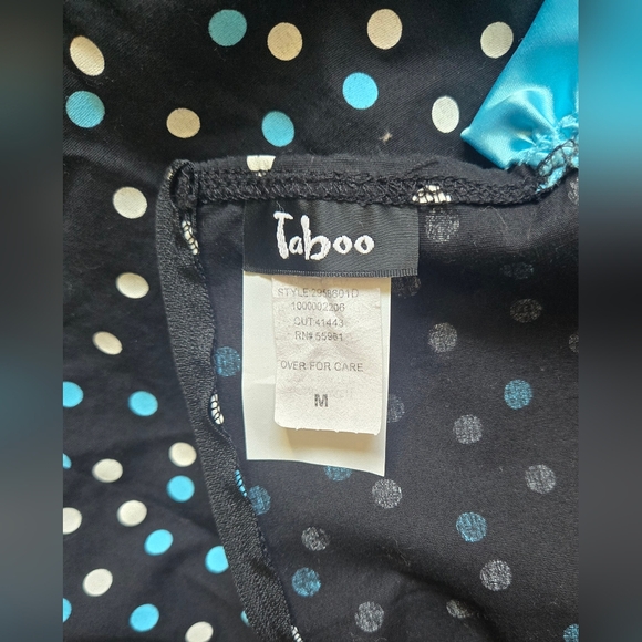 Black Polka Dot & Blue Satin Mini Sleeveless Formal Dress - Picture 6 of 6